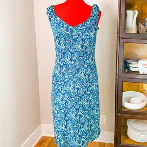 Vintage Y2K Jonathan Martin Paisley Sheath Midi Dress Women’s Size 11 Blue